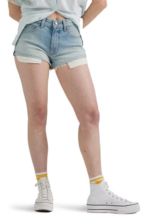 Rider Raw Hem Denim Shorts (Bubbled Over)