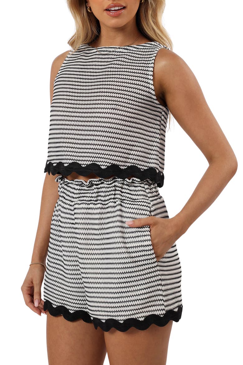 Caty Rickrack Trim Tank & Shorts Set, Alternate, color, WHITE/ BLACK