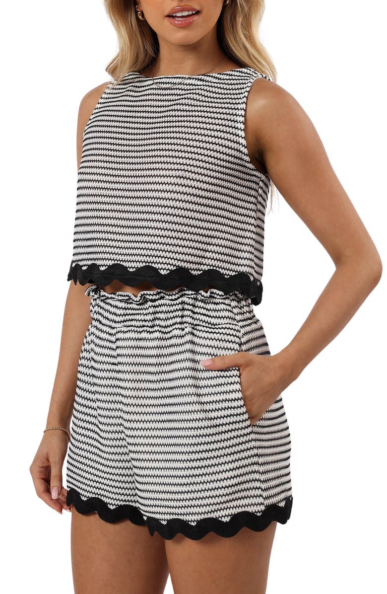 Petal & Pup Caty Rickrack Trim Tank & Shorts Set, Alternate, color, White/ Black
