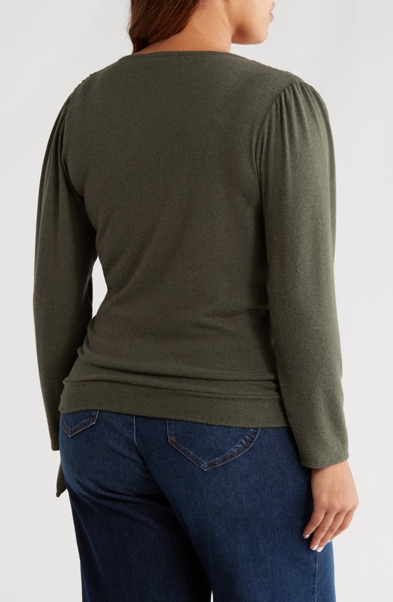 Loveappella Wrap Front Side Tie Knit Top, Alternate, color, Olive
