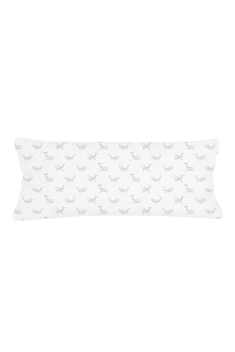 Whale Watch Linen Pillow with Down Insert, Main, color, Grey