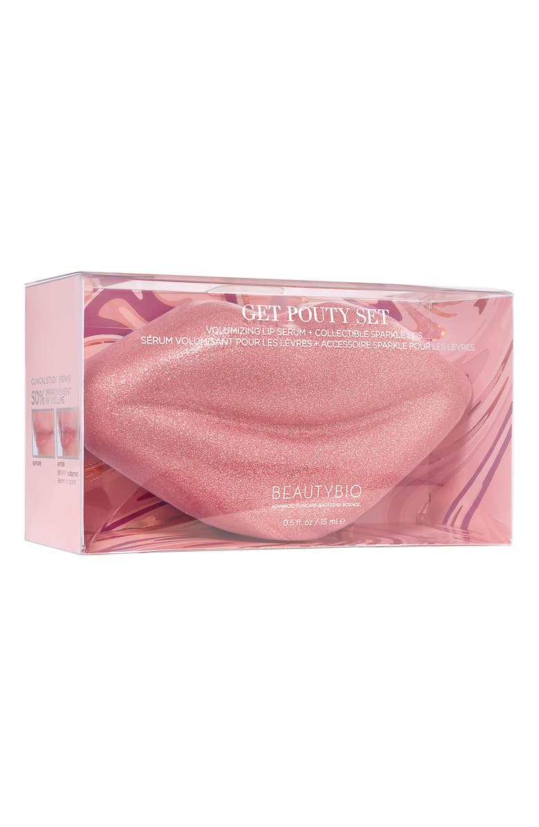 BeautyBio Full Size The Pout Sparkling Rosé Volumizing Lip Serum & Sparkle Lip Ornament, Alternate, color, 