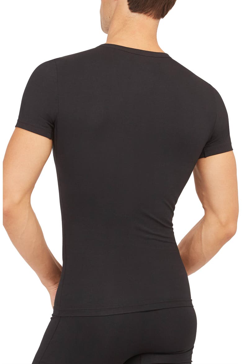 Sculpt Stretch Cotton Crewneck T-Shirt, Alternate, color, CLASSIC BLACK