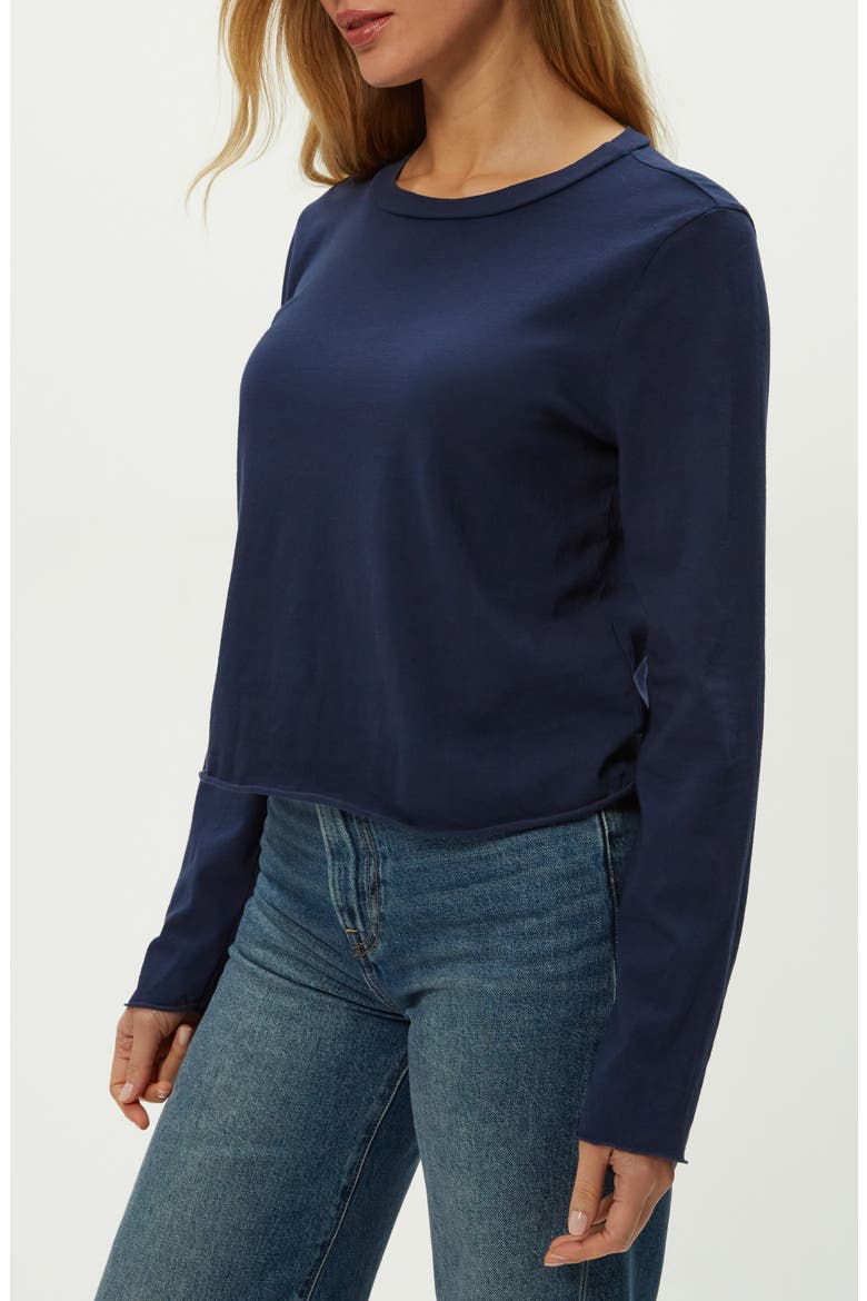 Aiko Rolled Edge Long Sleeve Cotton T-Shirt, Alternate, color, NOCTURNAL