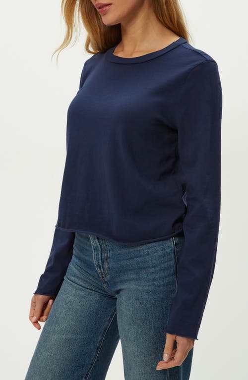 Michael Stars Aiko Rolled Edge Long Sleeve Cotton T-shirt In Blue