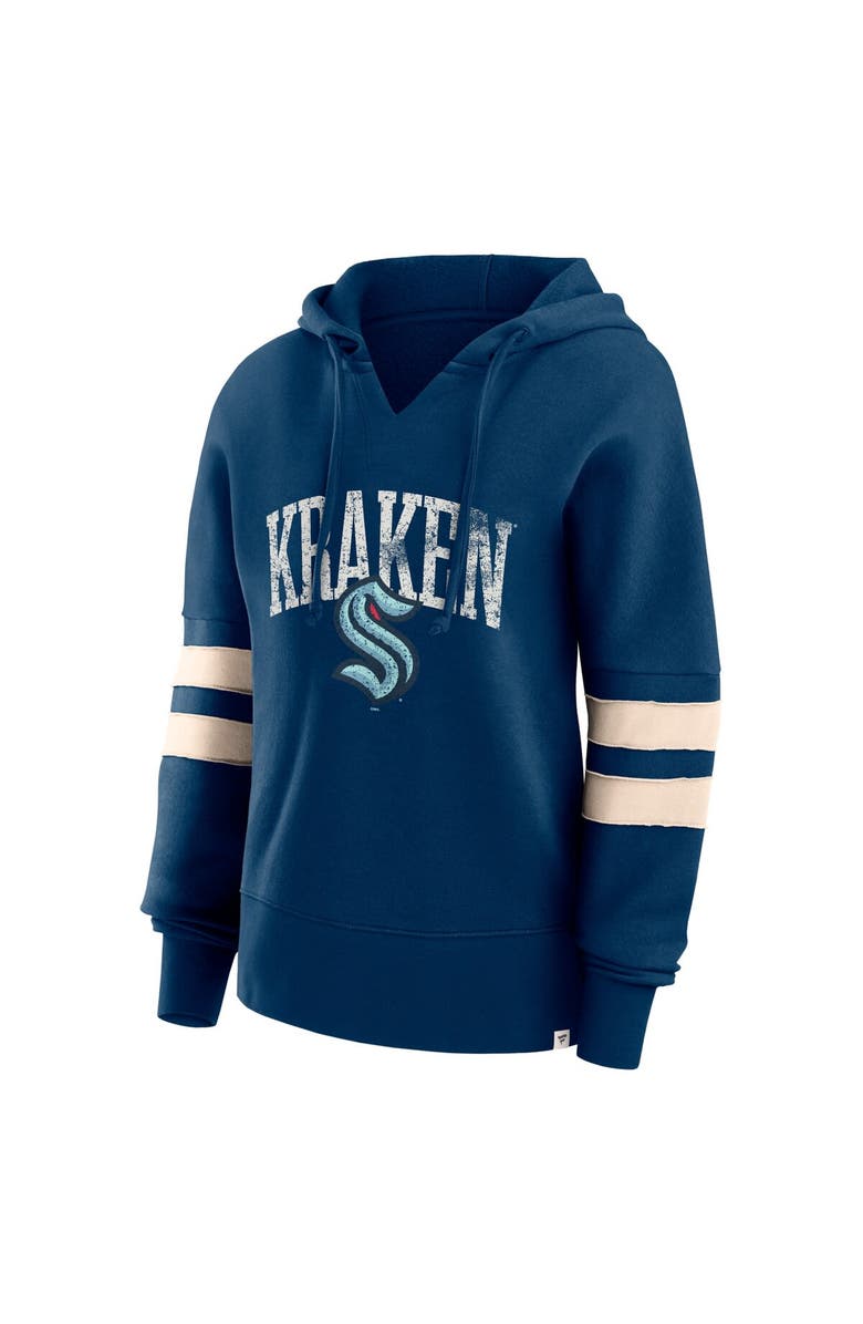 FANATICS Women's Fanatics Branded Deep Sea Blue Seattle Kraken Bold Move Dolman V-Neck Pullover Hoodie, Alternate, color,