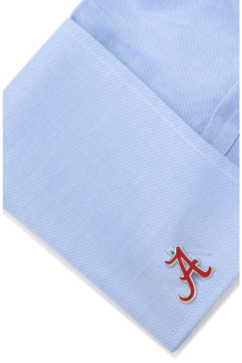 NCAA University of Alabama Crimson Tide Cuff Links, Alternate, color, CRIMSON/ SILVER