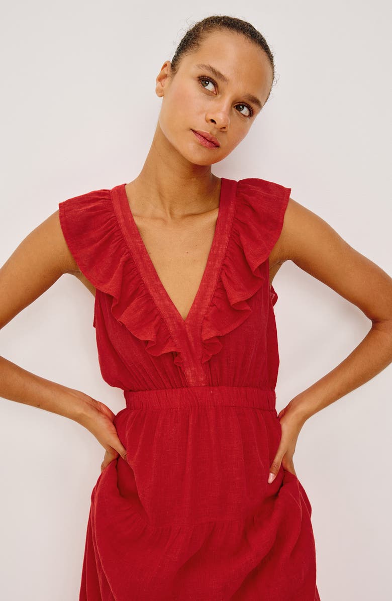 Rails Beaux Linen Blend A-Line Dress, Alternate, color, Tomato