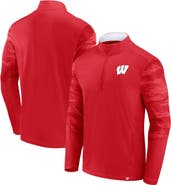 FANATICS Men's Fanatics Branded Red/White Wisconsin Badgers Ringer Quarter-Zip Top