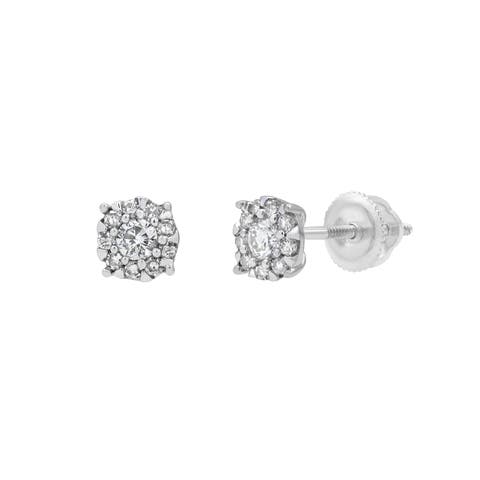 Ethereal 14K White Gold Cluster Diamond Unisex Earrings - 0.25 Ct