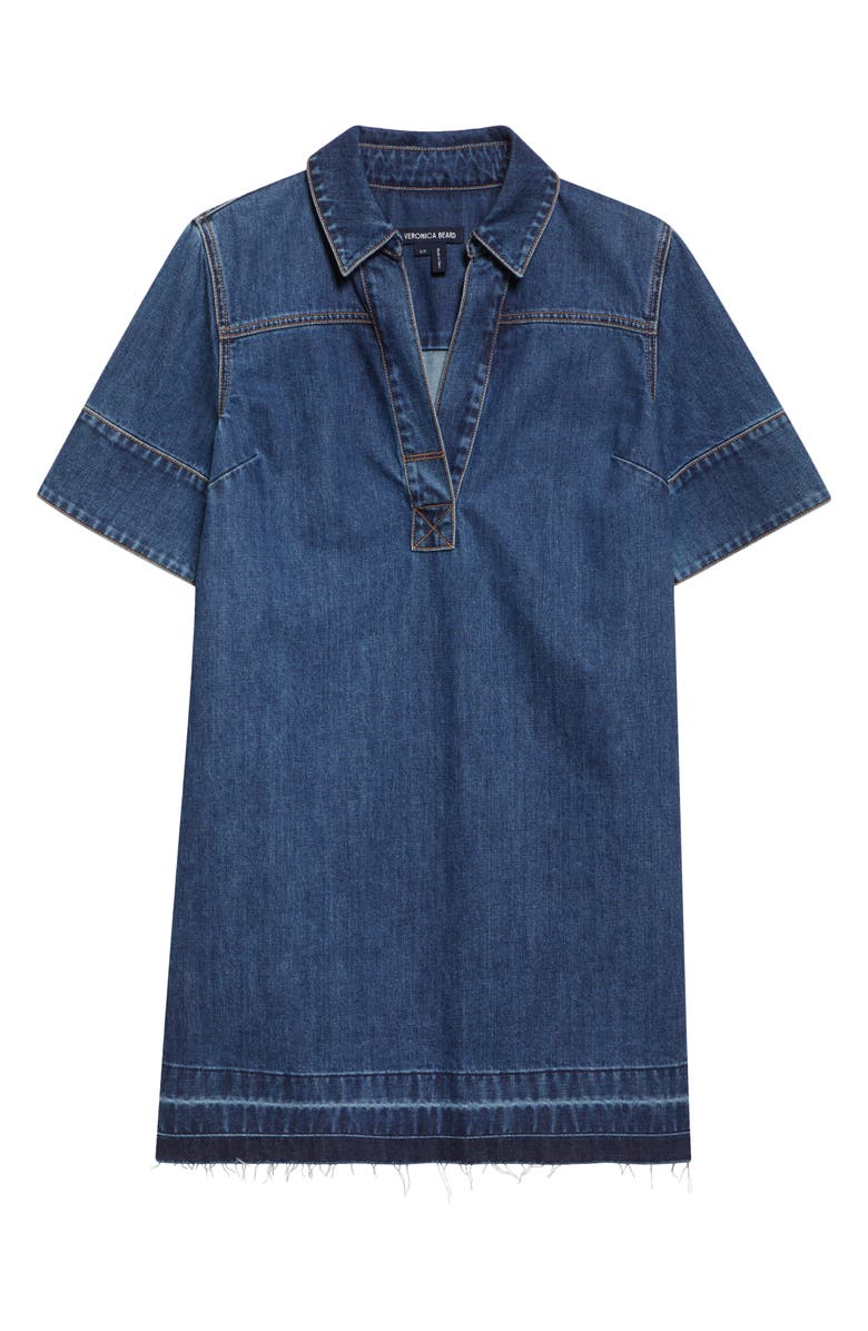 Veronica Beard Felice Frayed Hem Denim Shirtdress, Alternate, color, Stoned Bright Blue