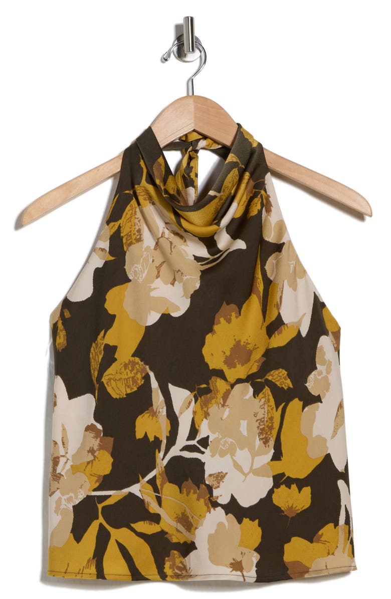 Renee C Floral Print Satin Halter Neck Top, Main, color, 