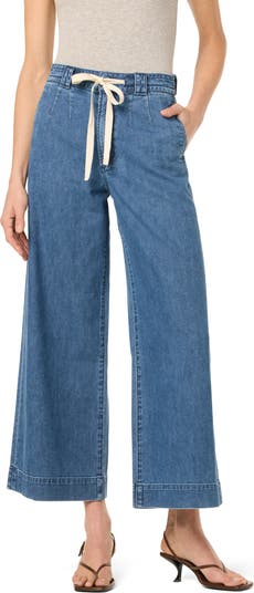Tie Front Wide Leg Ankle Crop Trousers