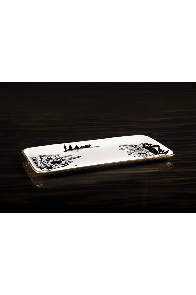 Bianco Nero Rectangular Trays, Alternate, color, White
