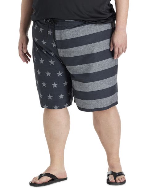 Big & Tall Textured Americana Swim Trunks