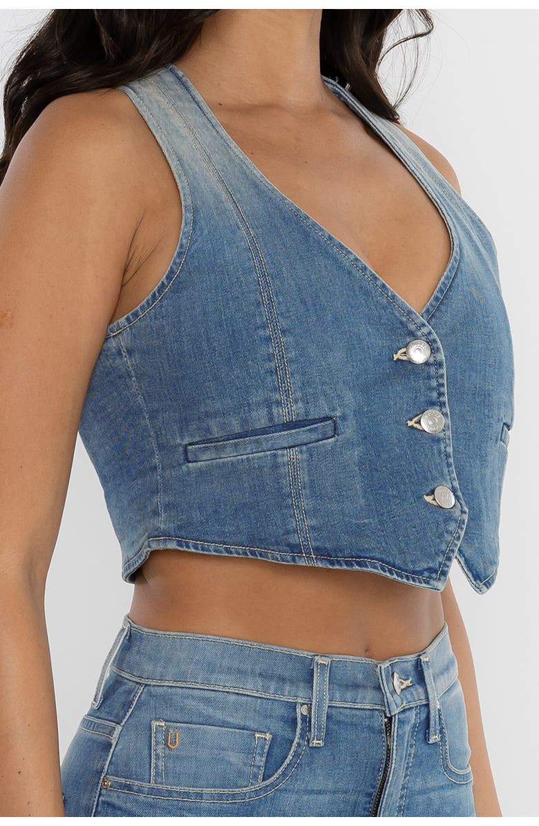 Rudes Denim The Adriana Vest, Alternate, color, Lagoon Blue