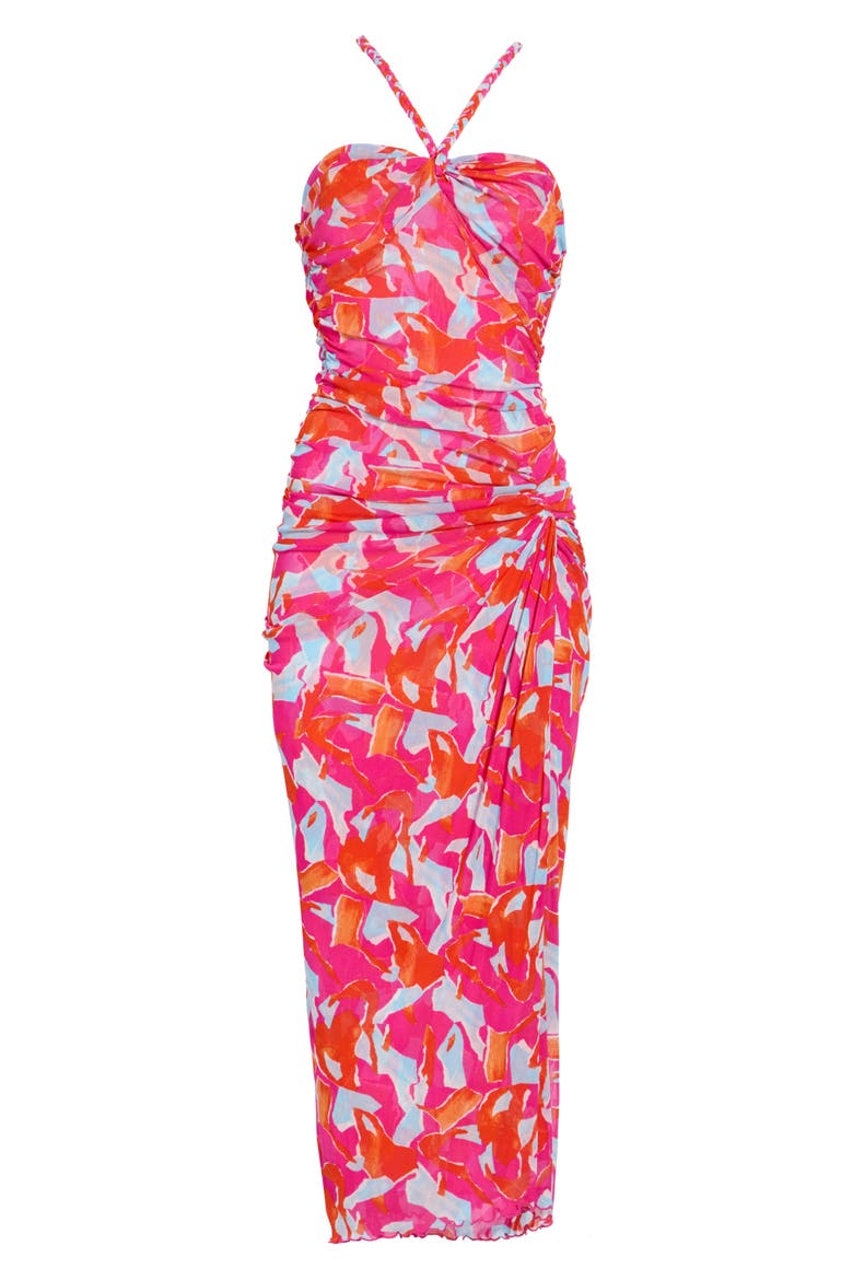 Aria Halter Mesh Midi Dress, Main, color, ISLAND CAMO SMALL PINK