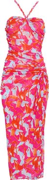 Diane von Furstenberg Aria Halter Mesh Midi Dress