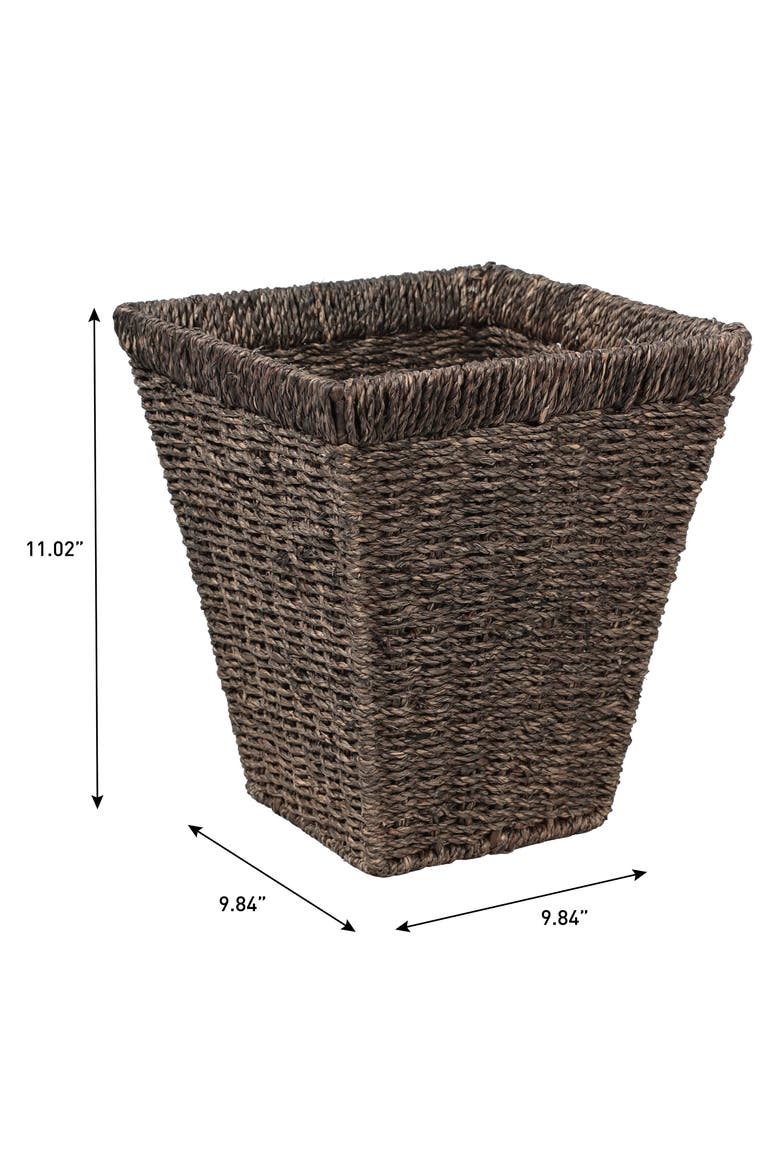 Handwoven Seagrass 2.3-Gallon Tapered Square Wicker Watebasket, Alternate, color, Brown