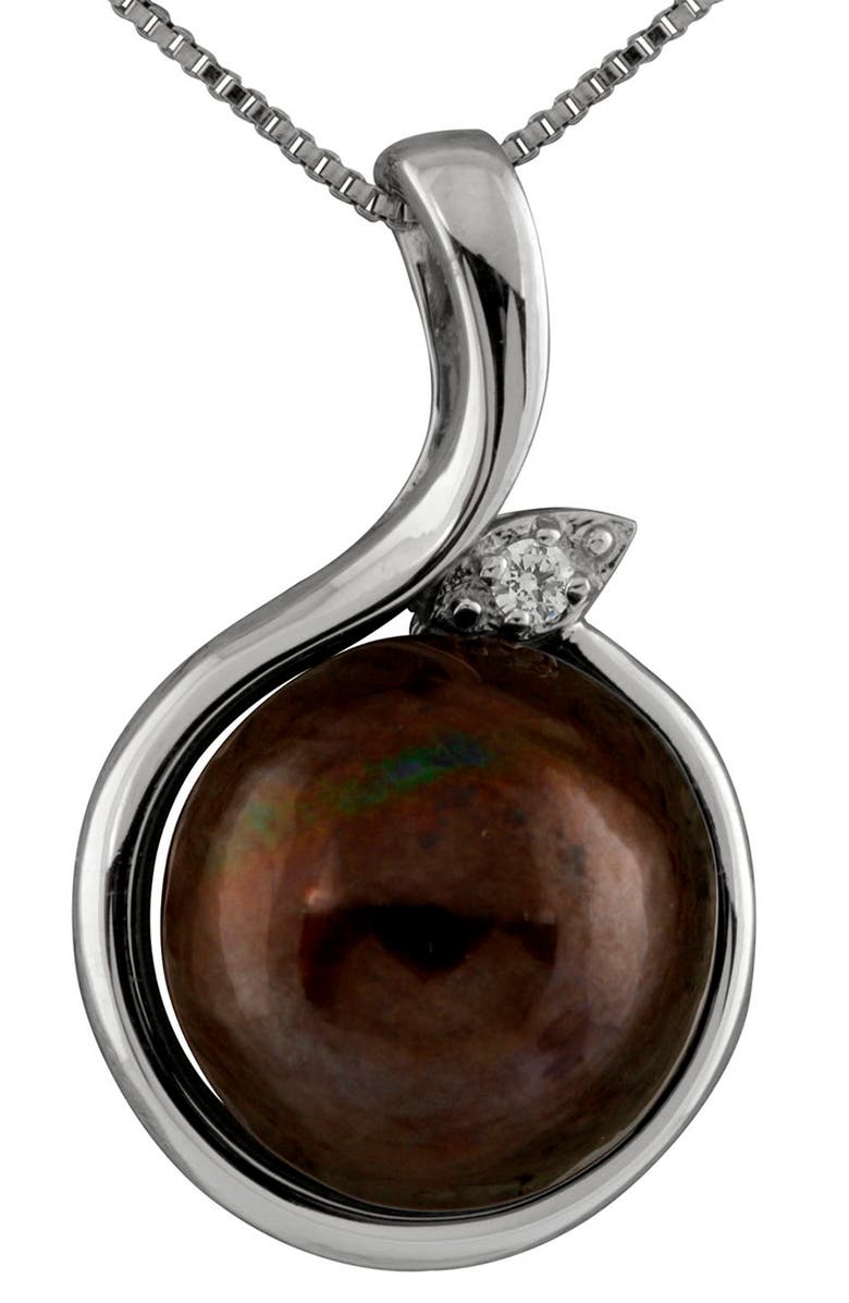 SPLENDID PEARLS Sterling Silver Mabe Pearl Pendant Necklace, Main, color, Black