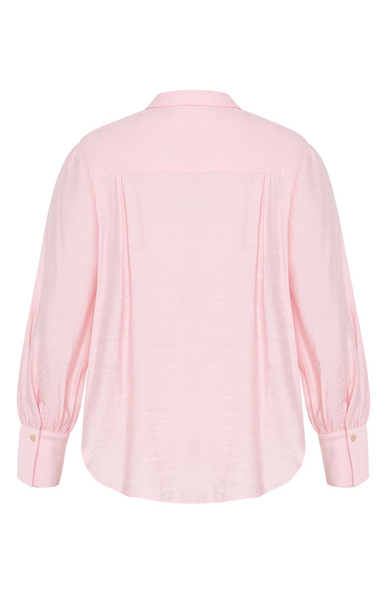 City Chic Rosabella Tie Hem Button-Up Shirt, Alternate, color, Heavenly Pink