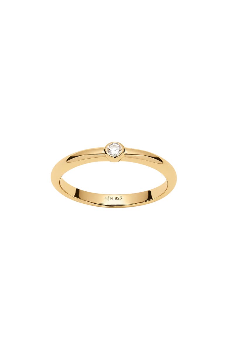 MADE BY MARY Poppy Cubic Zirconia Solitaire Stacking Ring, Main, color, Gold Vermeil