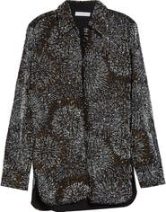 Rabanne Firework Embellished Crepe Button-Up Shirt