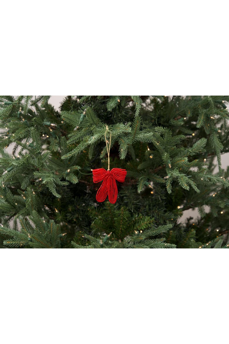 Ribbon Beaded Red Christmas Tree Ornament, Alternate, color, Red