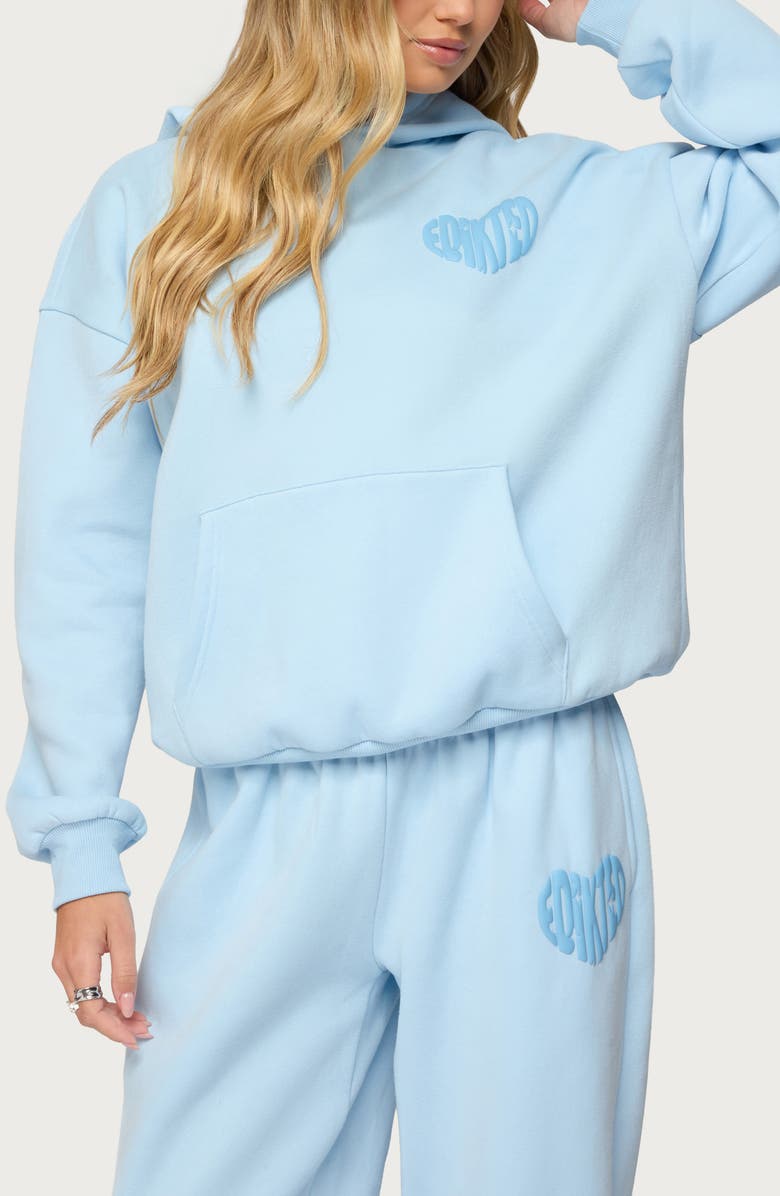 EDIKTED Major Love Logo Hoodie, Main, color, Light-Blue