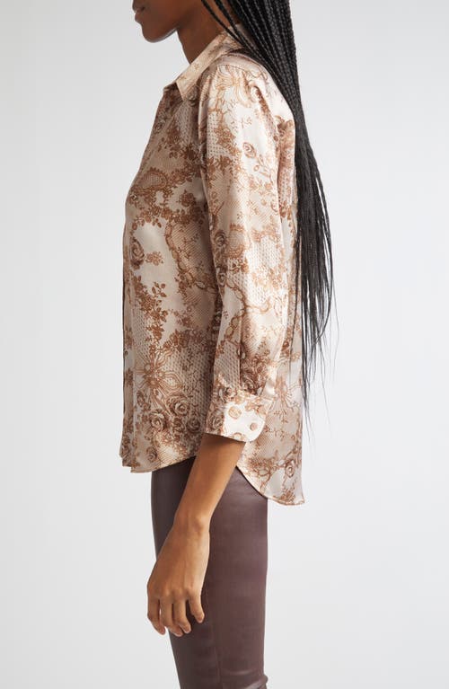 L'agence Dani Silk Button-front Blouse In Brown