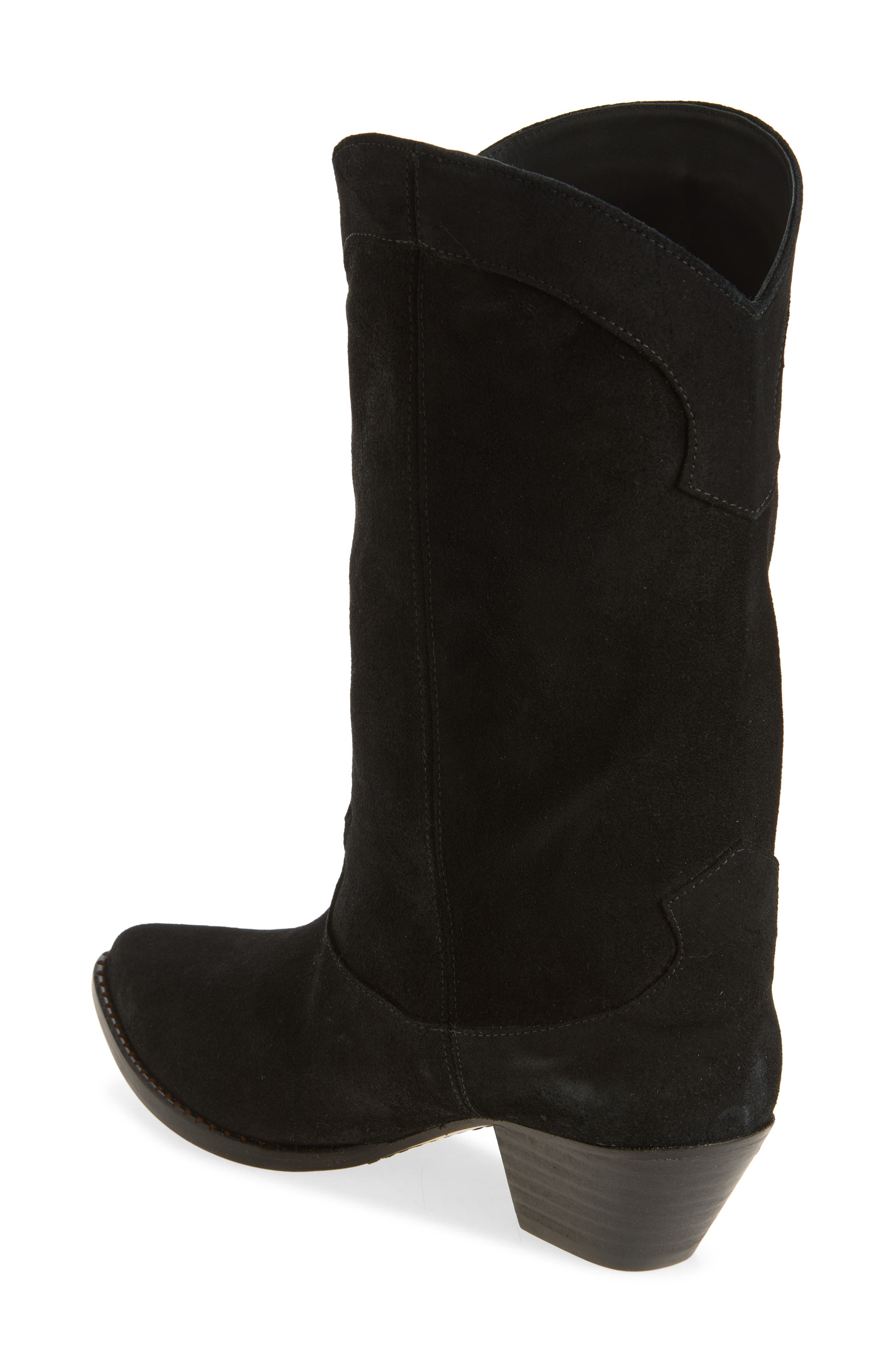 Loretta Western Leather Boot, Alternate, color, BLACK