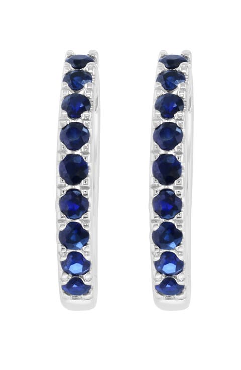 Sterling Silver Sapphire Huggie Hoop Earrings