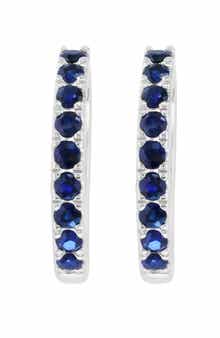 Sterling Silver Sapphire Huggie Hoop Earrings