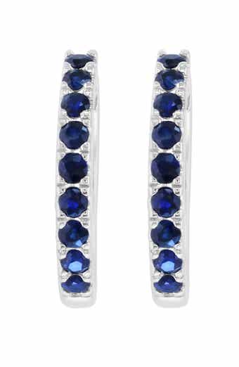 Sterling Silver Sapphire Huggie Hoop Earrings