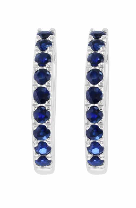 Sterling Silver Sapphire Huggie Hoop Earrings