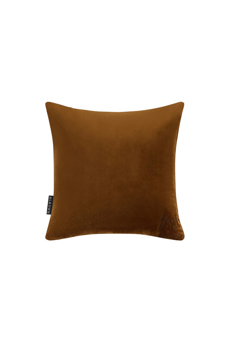 Bronze Velvet Logo Decorative Cushion, Main, color, Bronze