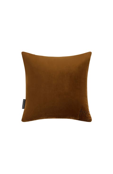Bronze Velvet Logo Decorative Cushion