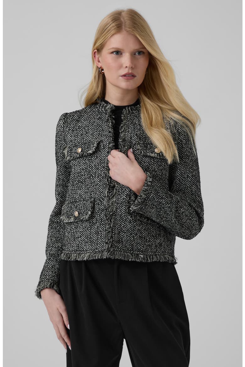 Jenny Fringed Herringbone Jacket, Alternate, color, FMLX-OPEN