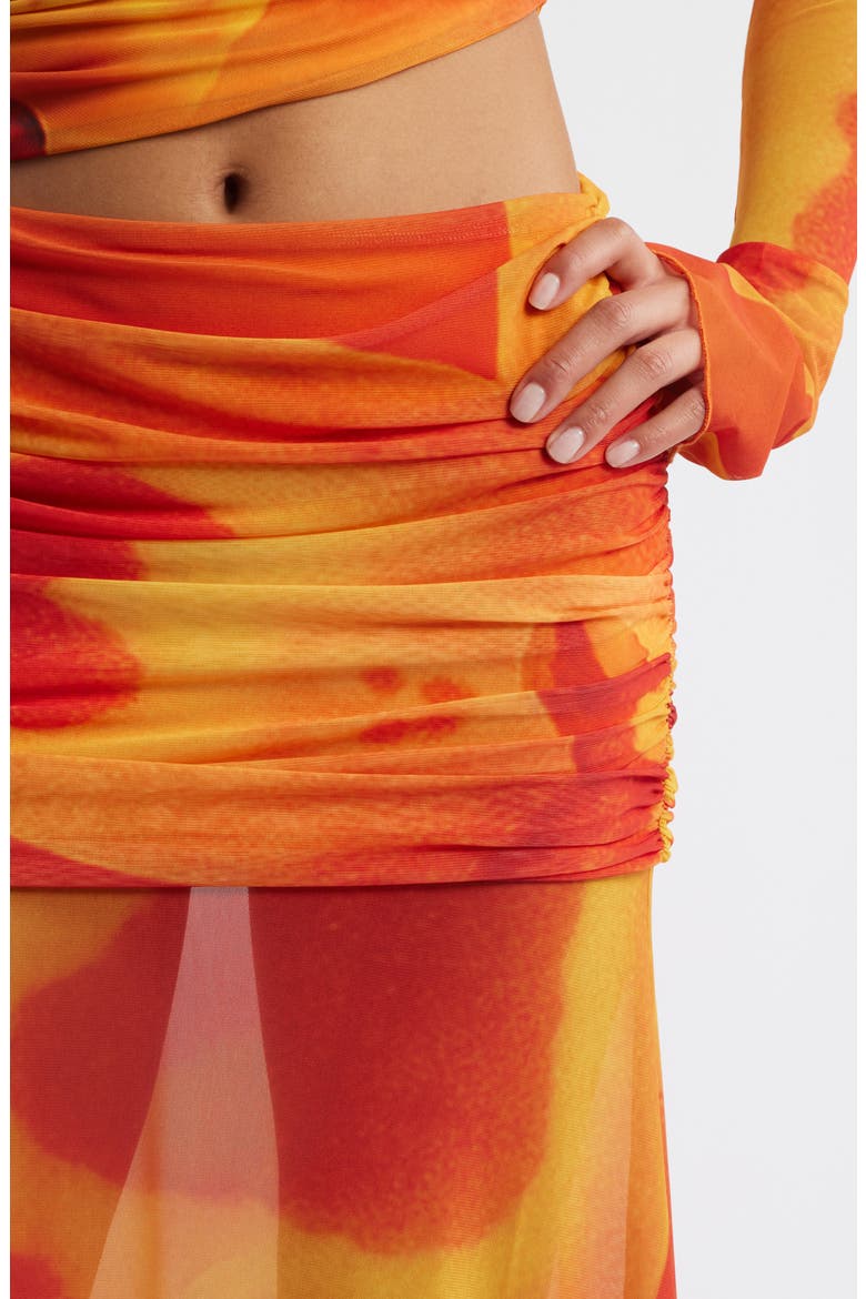 Susurro Print Semi Sheer Maxi Skirt, Alternate, color, PEACH