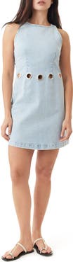 Habitual Grommet Embellished Denim Minidress