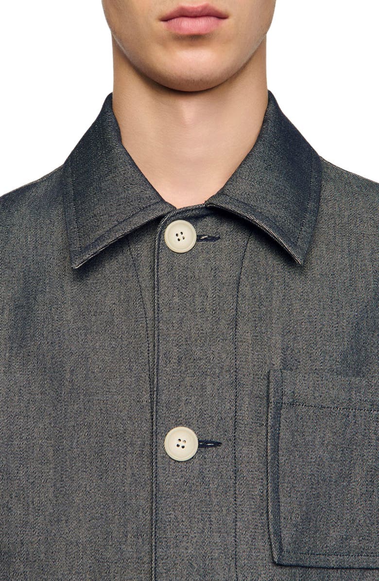 SANDRO Denim-effect worker jacket, Alternate, color, Denim