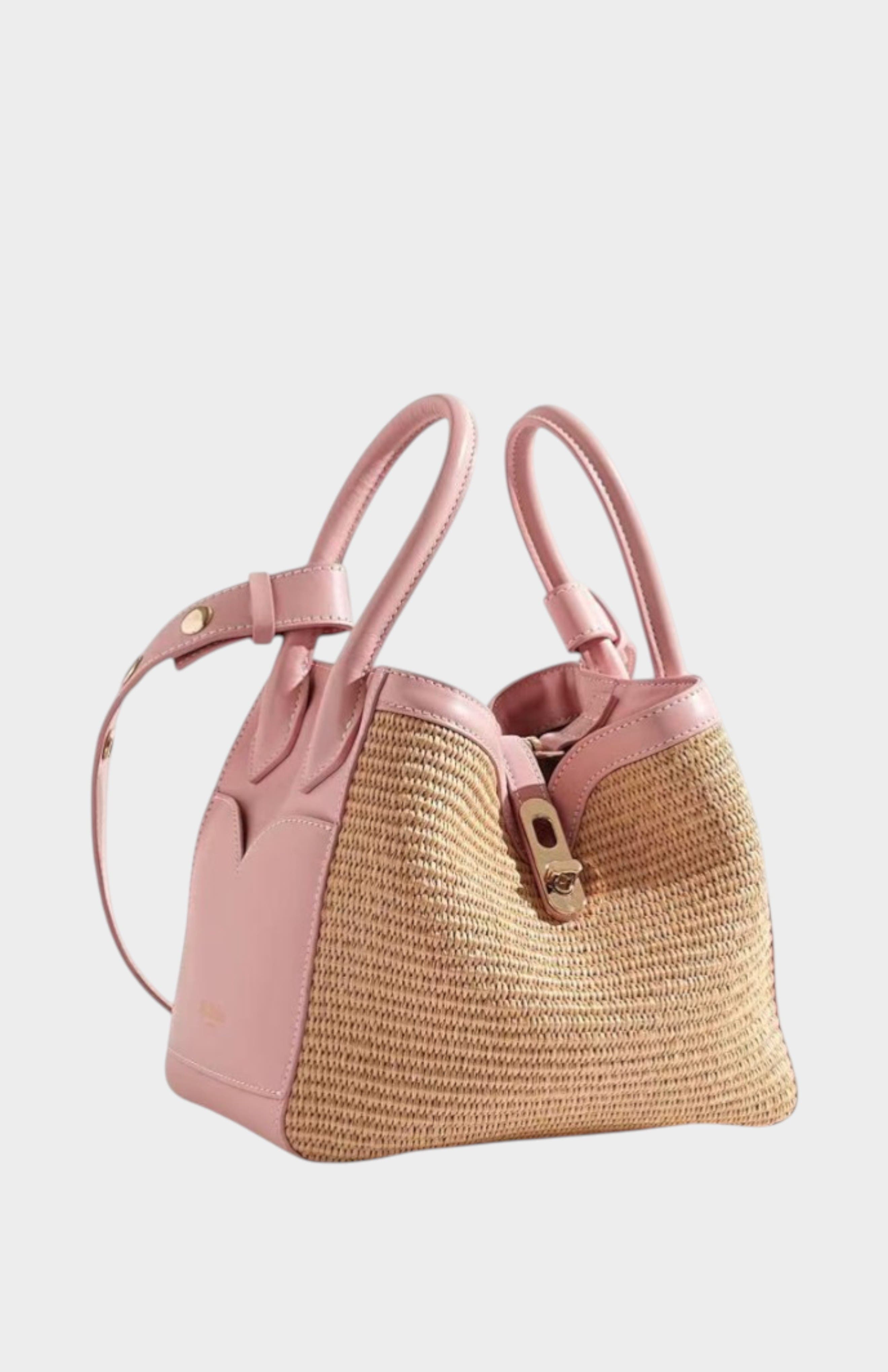 Cotswolds Raffia and Nappa Leather Crossbody Bag, Main, color, Sakura