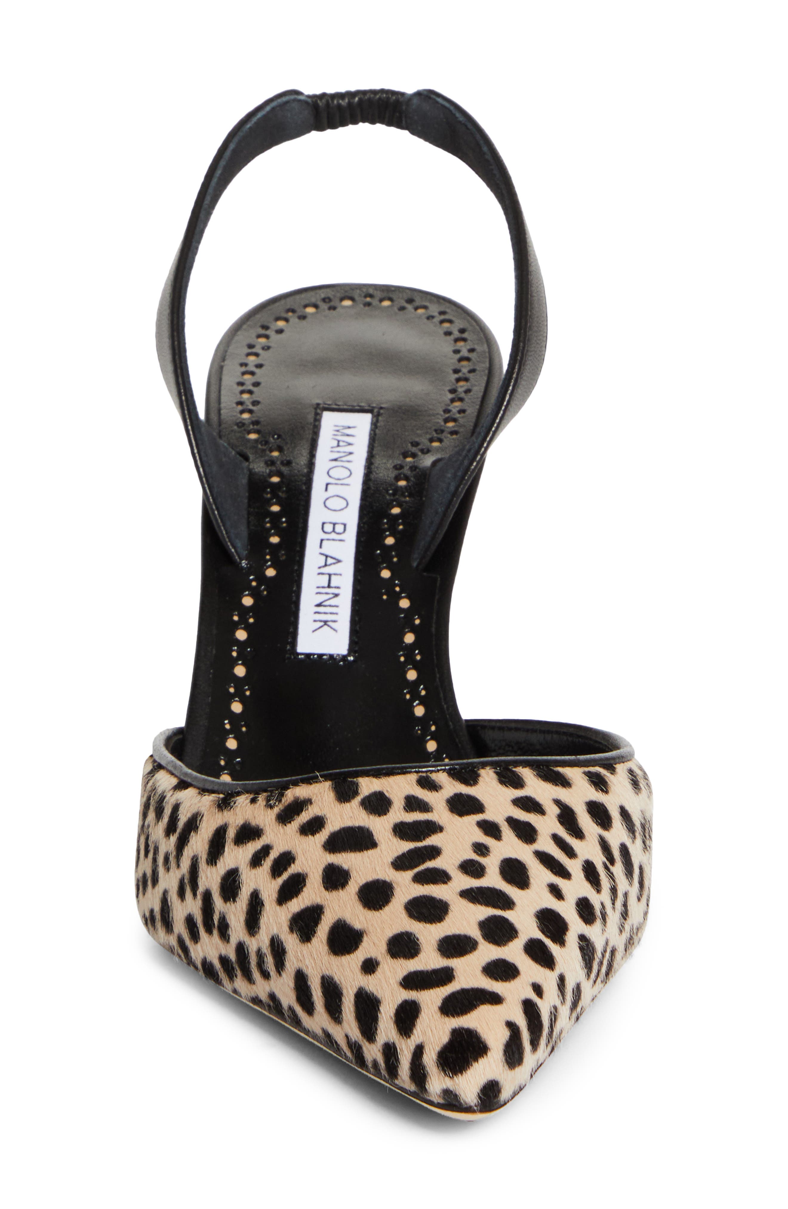 Manolo Blahnik Carolyne Genuine Calf Hair Slingback Pump, Alternate, color, Black/Ivory