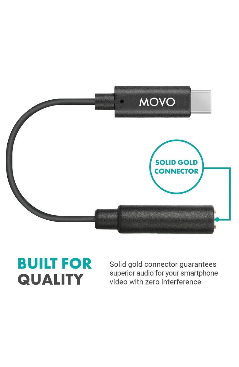 MOVO UCMA-2 Female 3.5mm TRRS to USB-C Mic. Adapter, Alternate, color, Black