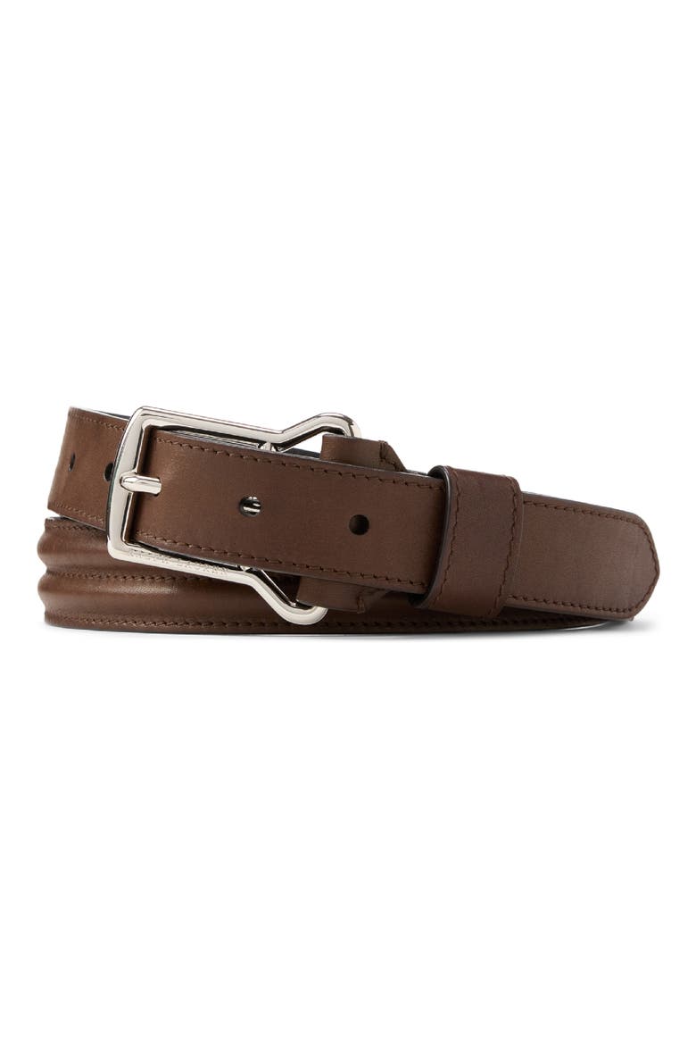 Equestrian Buckle Leather Belt, Main, color, LUGGAGE BROWN