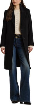 Lauren Ralph Lauren Single Breasted Wool Blend Coat