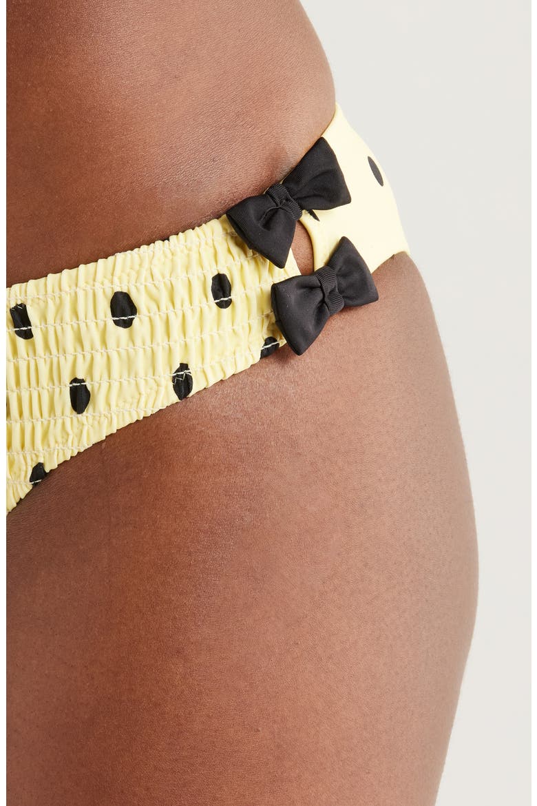 Shirred Bow Bikini Bottoms, Alternate, color, YELLOW