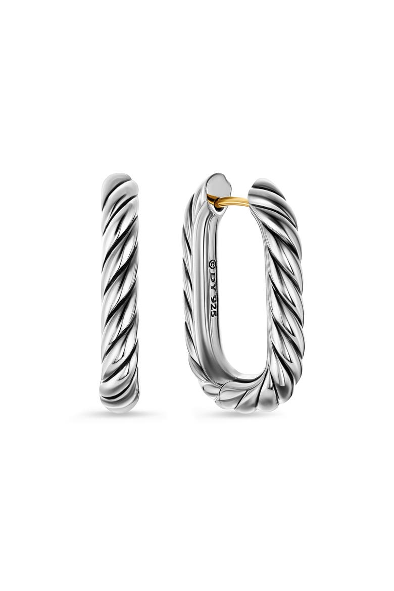 DY Madison® Cable Hoop Earrings in Sterling Silver, 24.3mm, Main, color, STERLING SILVER
