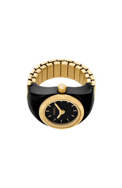 Fossil Ring Watch, 15mm In Black/gold