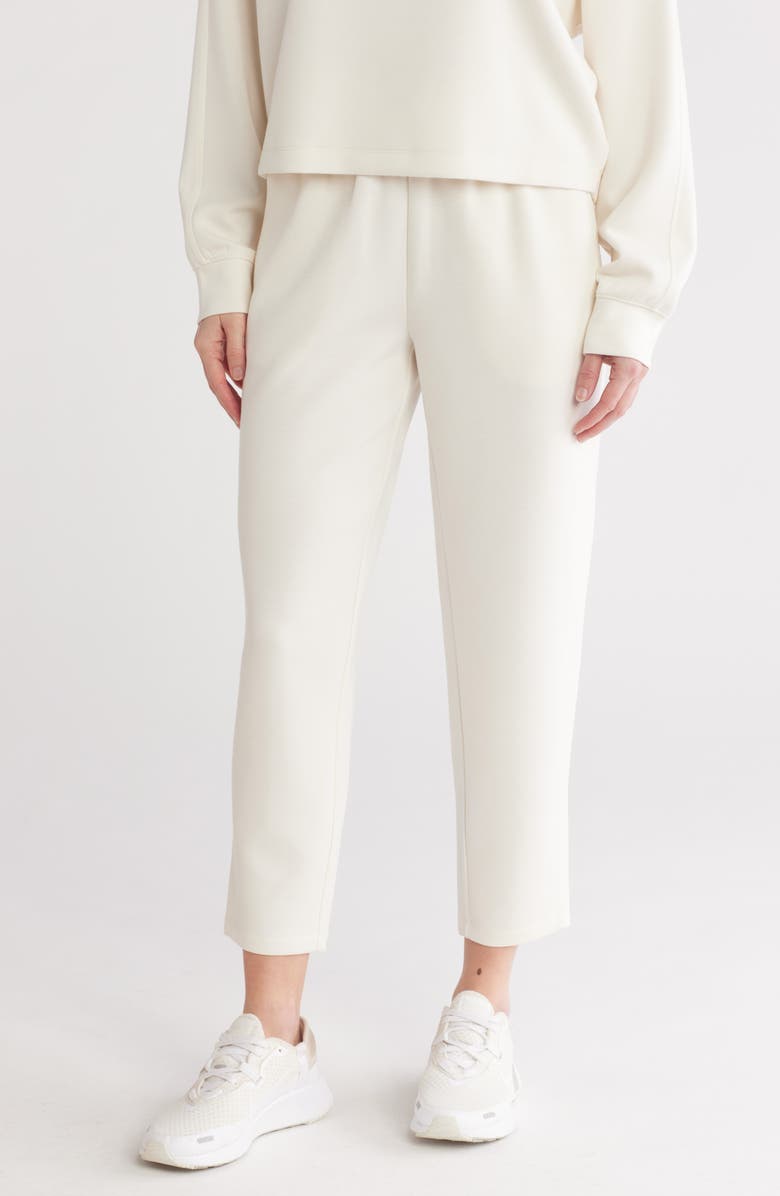 Z by Zella Whisper Knit Ankle Pants, Main, color, Ivory Egret